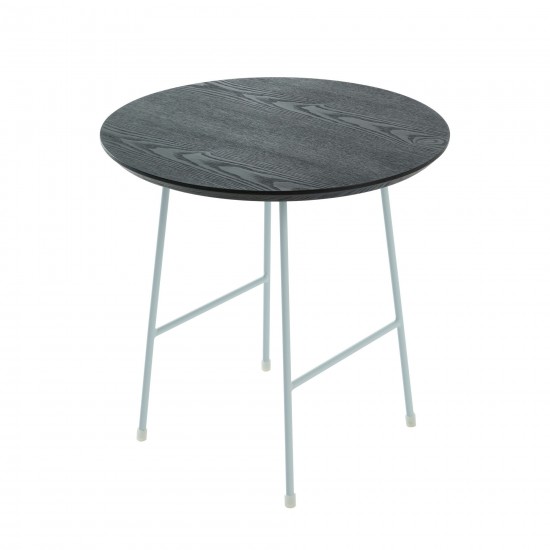 Rossmore - White Base Side Table - Black Top, Black