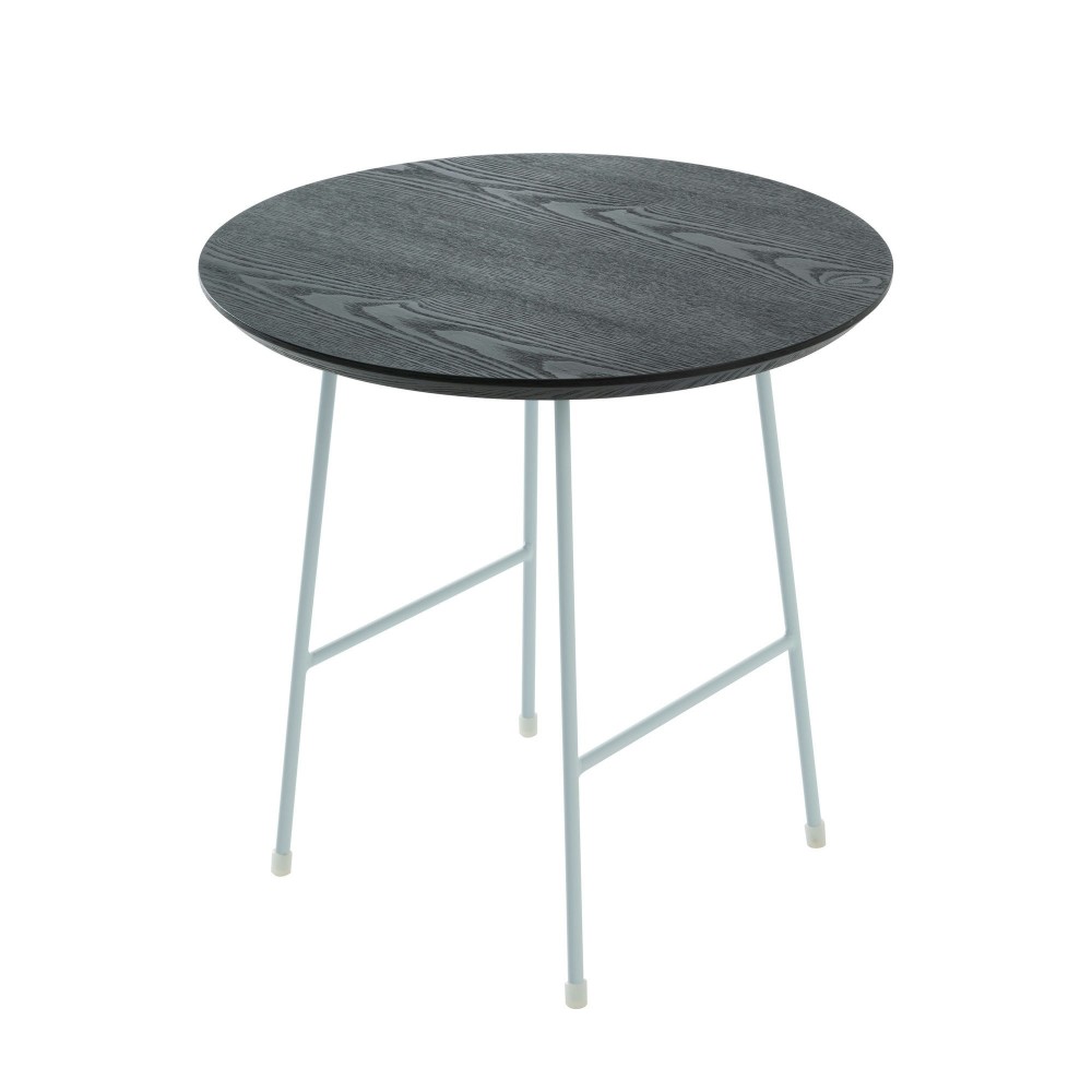Rossmore - White Base Side Table - Black Top, Black