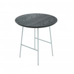 Rossmore - White Base Side Table - Black Top, Black