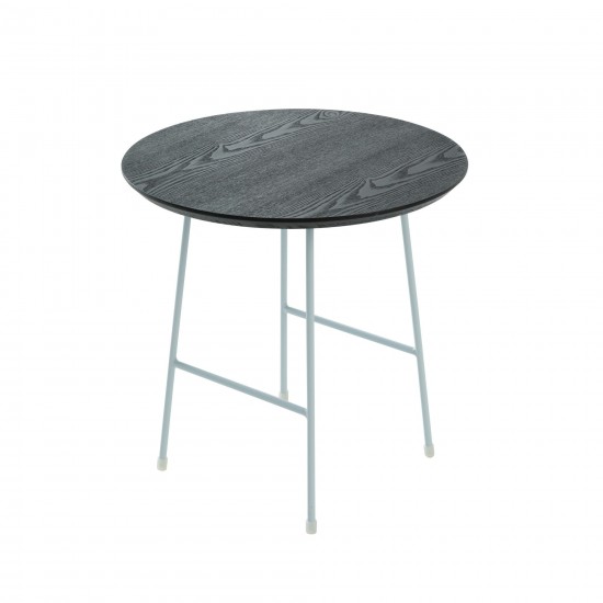 Rossmore - White Base Side Table - Black Top, Black