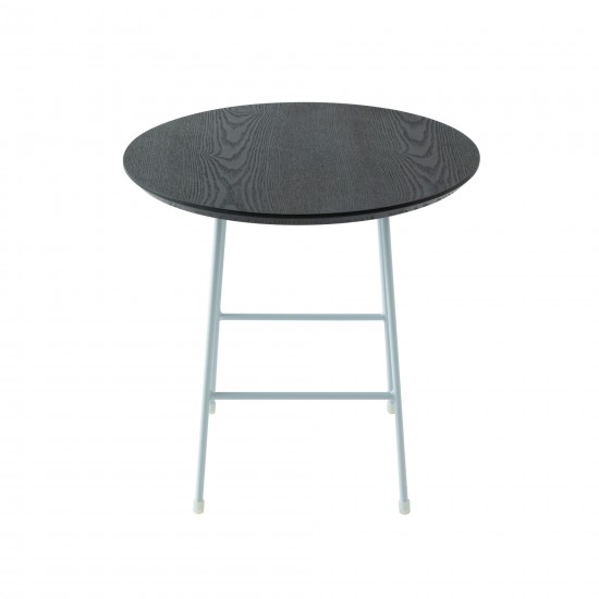 Rossmore - White Base Side Table - Black Top, Black