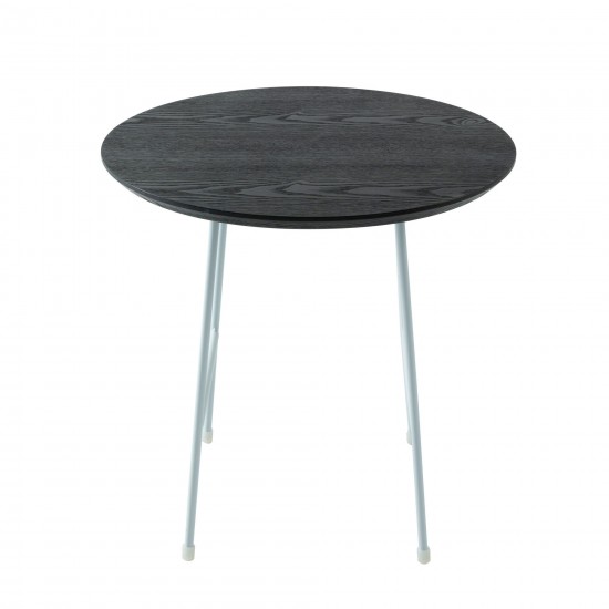 Rossmore - White Base Side Table - Black Top, Black