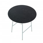 Rossmore - White Base Side Table - Black Top, Black