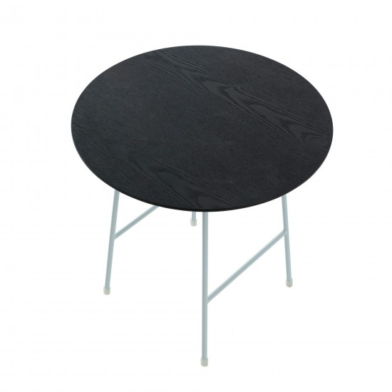 Rossmore - White Base Side Table - Black Top, Black