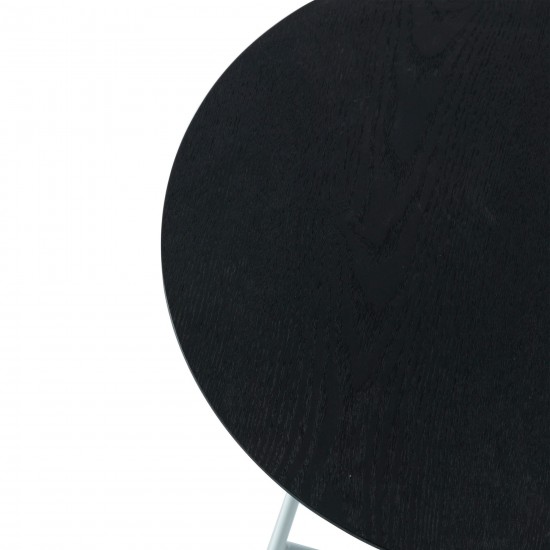 Rossmore - White Base Side Table - Black Top, Black