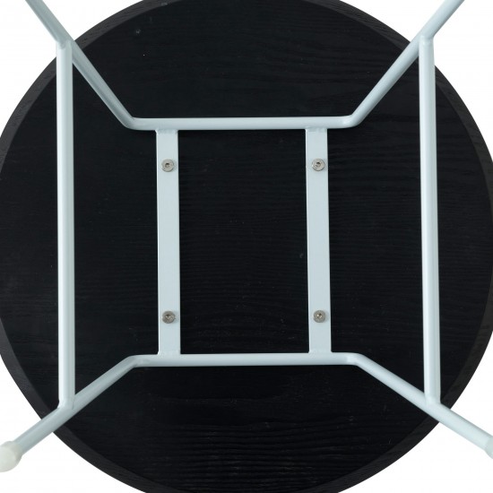 Rossmore - White Base Side Table - Black Top, Black