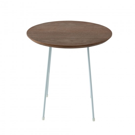 Rossmore - White Base Side Table - Walnut Top, Walnut