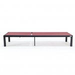 LeisureMod Marlin Patio Chaise Lounge Chair With Black Aluminum Frame, Burgundy
