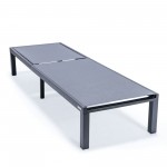 LeisureMod Marlin Patio Chaise Lounge Chair With Black Aluminum Frame, Dark Grey