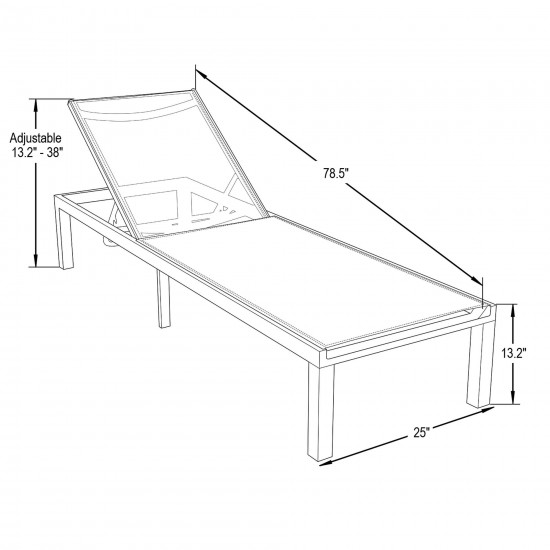 LeisureMod Marlin Patio Chaise Lounge Chair With White Aluminum Frame, White