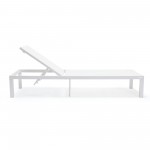 LeisureMod Marlin Patio Chaise Lounge Chair With White Aluminum Frame, White