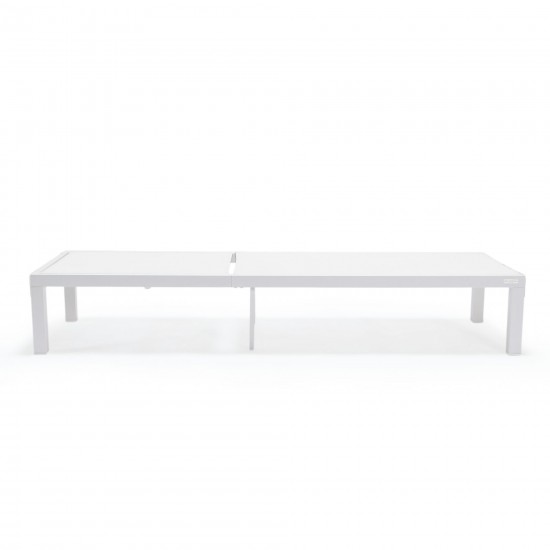 LeisureMod Marlin Patio Chaise Lounge Chair With White Aluminum Frame, White