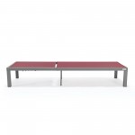 LeisureMod Marlin Patio Chaise Lounge Chair With Grey Aluminum Frame, Burgundy