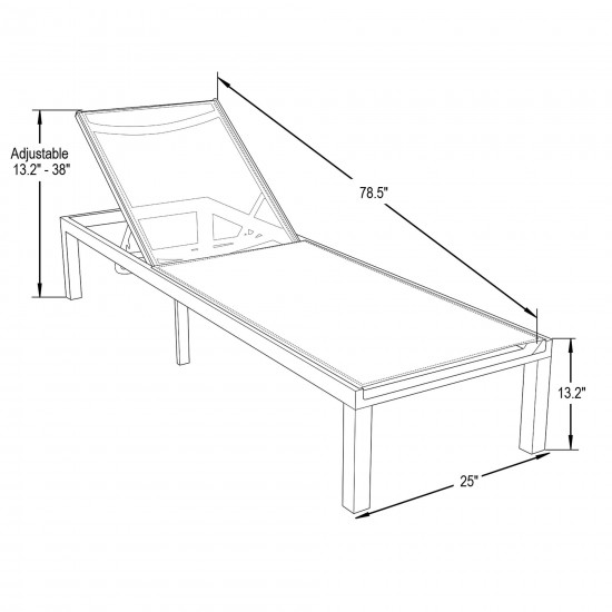 LeisureMod Marlin Patio Chaise Lounge Chair With Grey Aluminum Frame, White