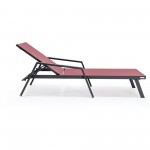 LeisureMod Marlin Patio Chaise Lounge Chair With Armrests in Black Frame