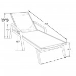 LeisureMod Marlin Patio Chaise Lounge Chair With Armrests in White Frame