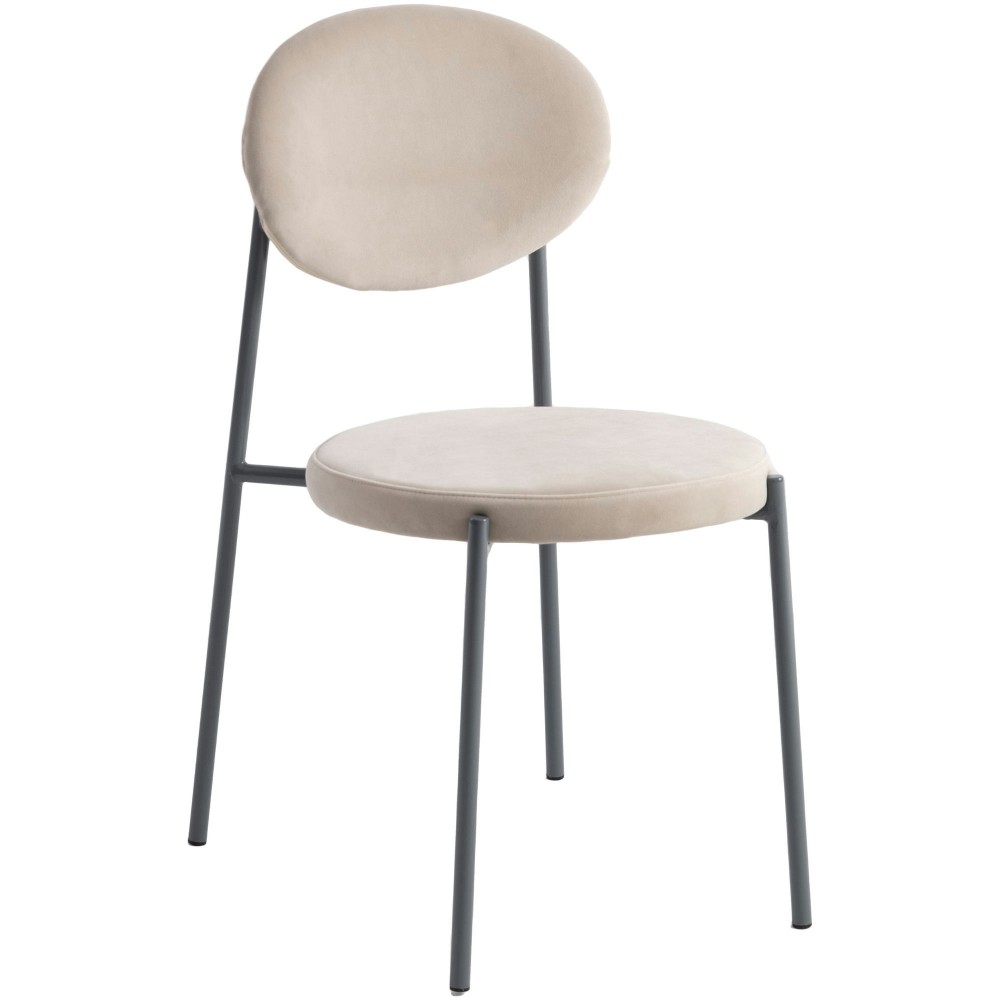 LeisureMod Euston Modern Velvet Dining Chair with Grey Steel Frame, Beige LeisureMod Euston Modern Velvet Dining Chair with Grey Steel Frame, Beige