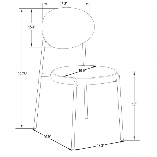 LeisureMod Euston Modern Velvet Dining Chair with Grey Steel Frame, Beige