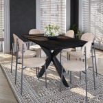 LeisureMod Euston Modern Velvet Dining Chair with Grey Steel Frame, Beige