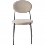 LeisureMod Euston Modern Velvet Dining Chair with Grey Steel Frame, Beige