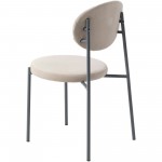 LeisureMod Euston Modern Velvet Dining Chair with Grey Steel Frame, Beige