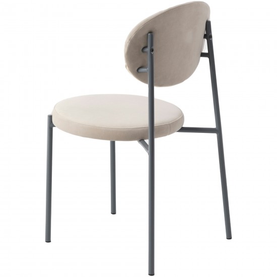 LeisureMod Euston Modern Velvet Dining Chair with Grey Steel Frame, Beige