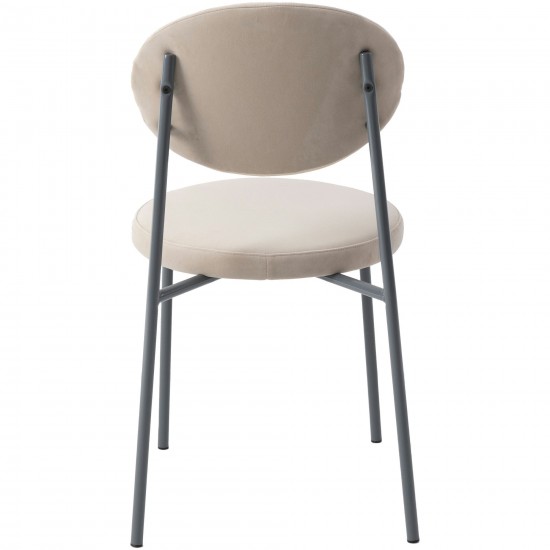 LeisureMod Euston Modern Velvet Dining Chair with Grey Steel Frame, Beige