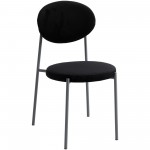 LeisureMod Euston Modern Velvet Dining Chair with Grey Steel Frame, Black