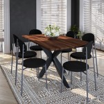 LeisureMod Euston Modern Velvet Dining Chair with Grey Steel Frame, Black