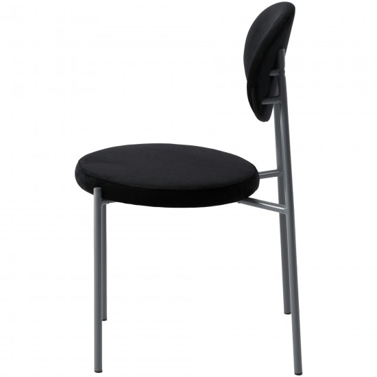 LeisureMod Euston Modern Velvet Dining Chair with Grey Steel Frame, Black