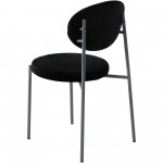 LeisureMod Euston Modern Velvet Dining Chair with Grey Steel Frame, Black