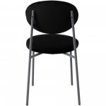 LeisureMod Euston Modern Velvet Dining Chair with Grey Steel Frame, Black