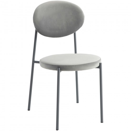 LeisureMod Euston Modern Velvet Dining Chair with Grey Steel Frame, Grey