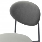 LeisureMod Euston Modern Velvet Dining Chair with Grey Steel Frame, Grey