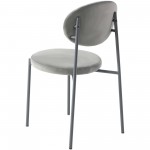 LeisureMod Euston Modern Velvet Dining Chair with Grey Steel Frame, Grey