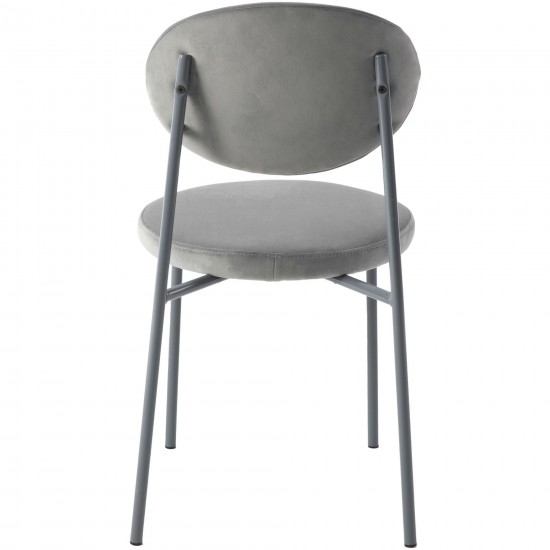 LeisureMod Euston Modern Velvet Dining Chair with Grey Steel Frame, Grey