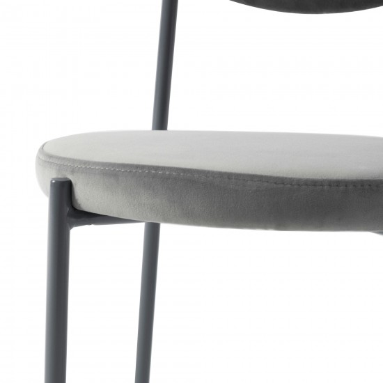 LeisureMod Euston Modern Velvet Dining Chair with Grey Steel Frame, Grey