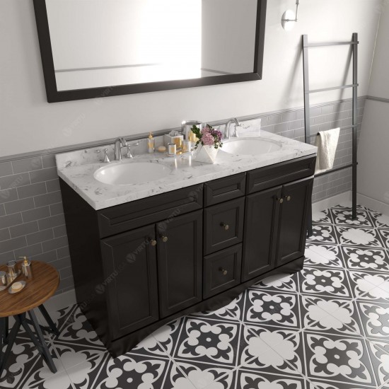 Talisa 60" Double Bath Vanity Espresso, Quartz Top, Sinks, ED-25060-CMRO-ES-002