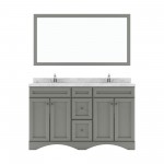 Talisa 60" Double Bath Vanity in Gray, Quartz Top, Sinks, ED-25060-CMRO-GR