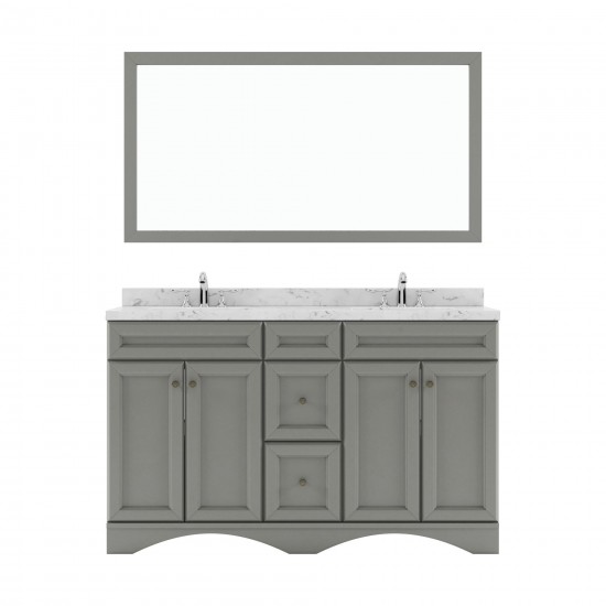 Talisa 60" Double Bath Vanity in Gray, Quartz Top, Sinks, ED-25060-CMRO-GR