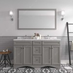 Talisa 60" Double Bath Vanity in Gray, Quartz Top, Sinks, ED-25060-CMRO-GR