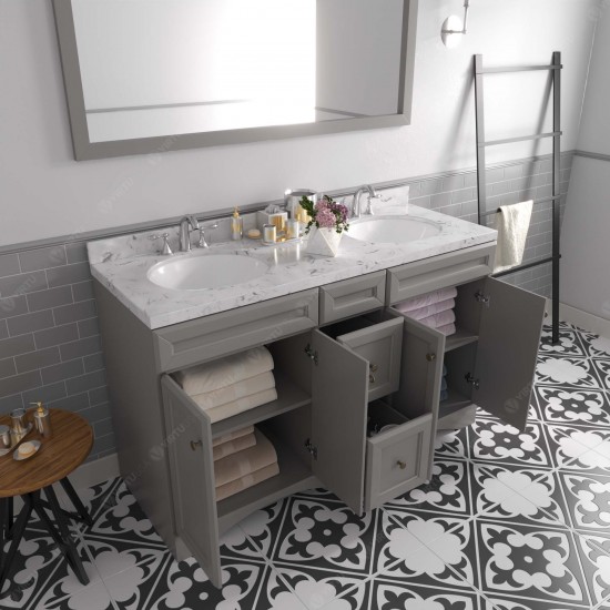 Talisa 60" Double Bath Vanity in Gray, Quartz Top, Sinks, ED-25060-CMRO-GR