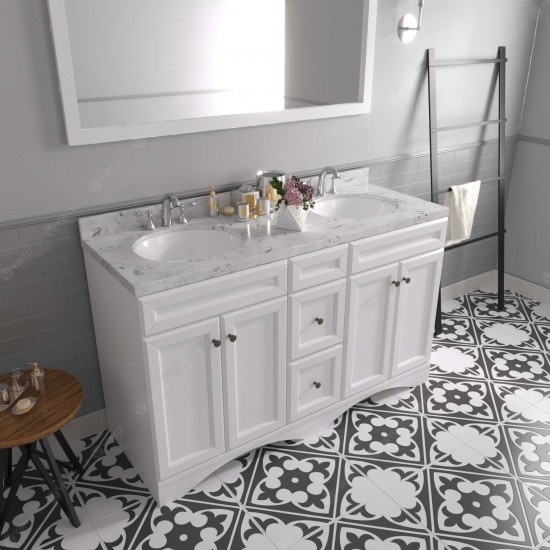 Talisa 60" Double Bath Vanity in White, Quartz Top, Sinks, ED-25060-CMRO-WH