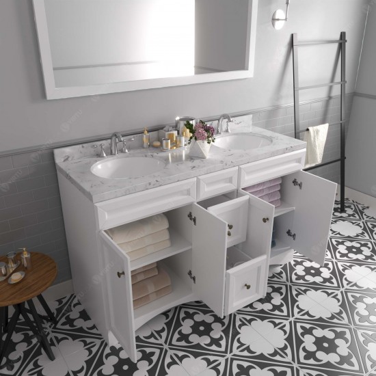 Talisa 60" Double Bath Vanity in White, Quartz Top, Sinks, ED-25060-CMRO-WH