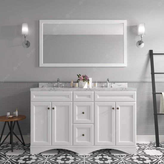 Talisa 60" Double Bath Vanity in White, Quartz Top, Sinks, ED-25060-CMRO-WH-002