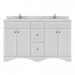 Talisa 60" Double Bath Vanity in White, Quartz Top, Sinks, ED-25060-CMRO-WH-NM