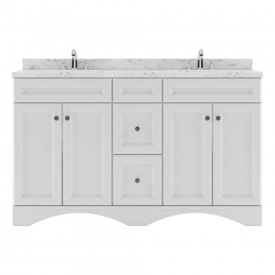 Talisa 60" Double Bath Vanity in White, Quartz Top, Sinks, ED-25060-CMRO-WH-NM