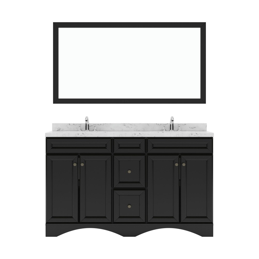 Talisa 60" Double Bath Vanity Espresso, Quartz Top, Sinks, ED-25060-CMSQ-ES-001