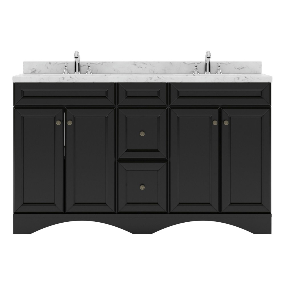 Talisa 60" Double Bath Vanity Espresso, Quartz Top, Sinks, ED-25060-CMSQ-ES-NM