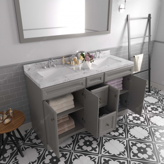 Talisa 60" Double Bath Vanity in Gray, Quartz Top, Sinks, ED-25060-CMSQ-GR-002